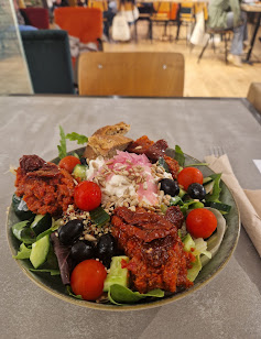 Fresh Burrata Salad with heirloom greens at Lloyd Coffee Eatery